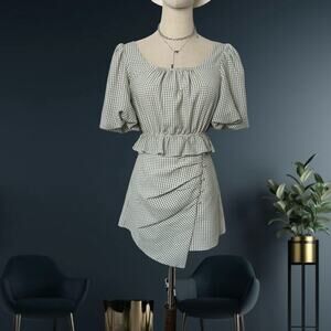 Women's J.ing Giselle Gingham Crop Top & Wrap Skort (Green S)